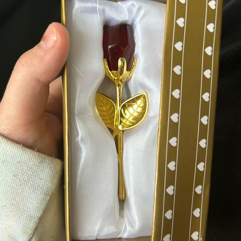 Golden stem, red rose